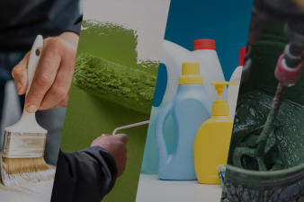Collage of coatings, daily chemical, and construction uses for HEMC.