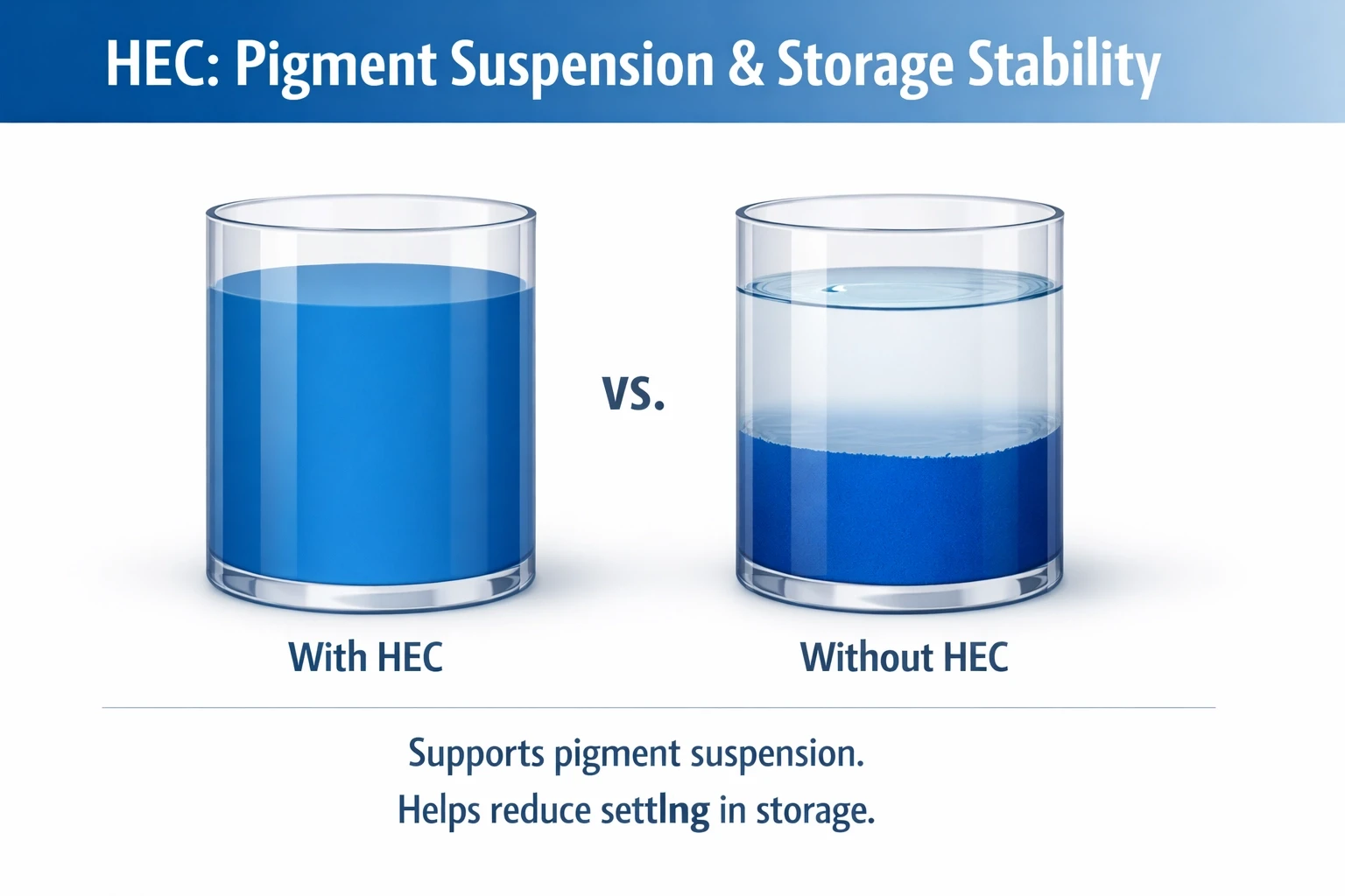 Diagram showing HEC pigment suspension and storage stability in industrial coatings