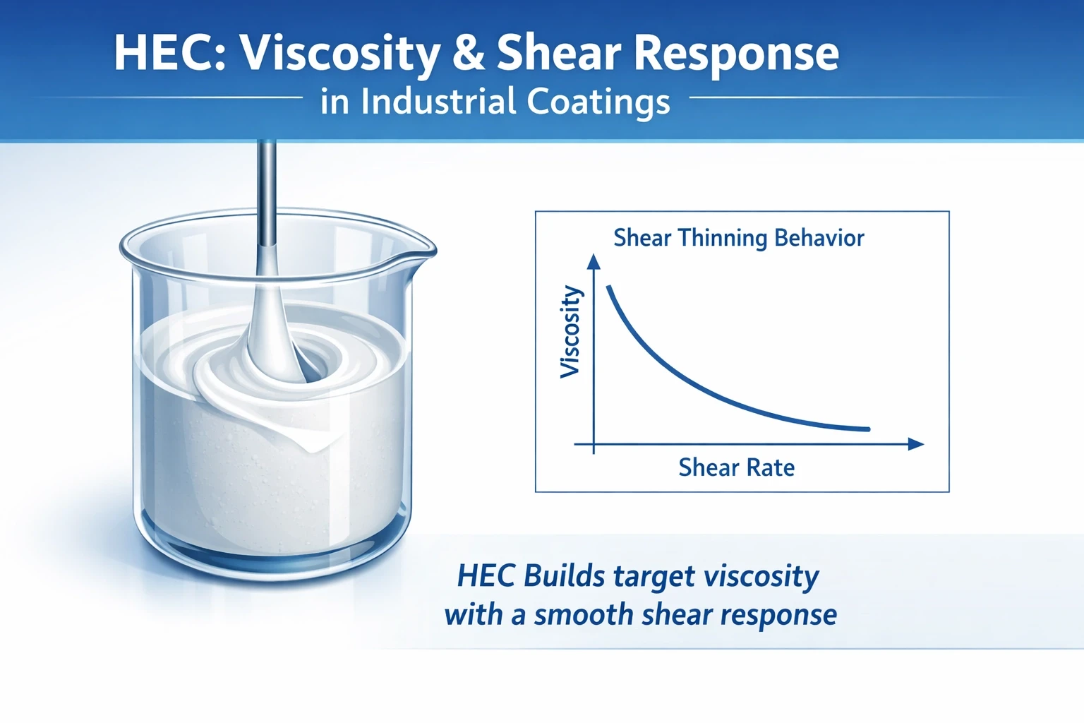 Diagram showing HEC viscosity and shear response in waterborne industrial coatings
