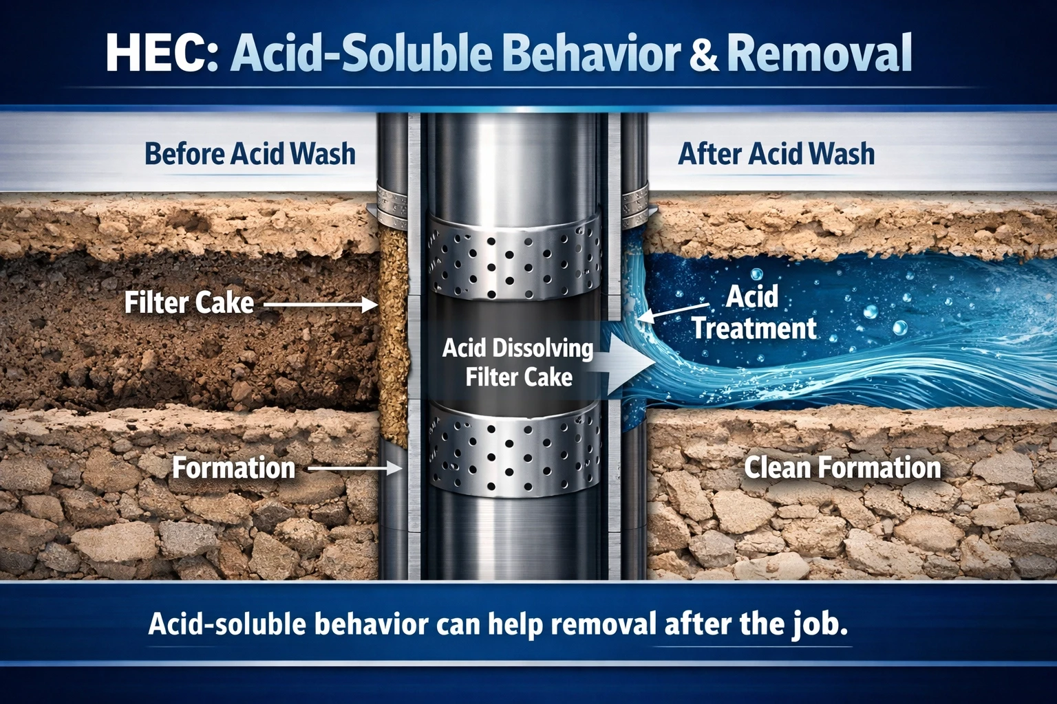 Diagram showing HEC fluid handling and clean-up in workover fluids
