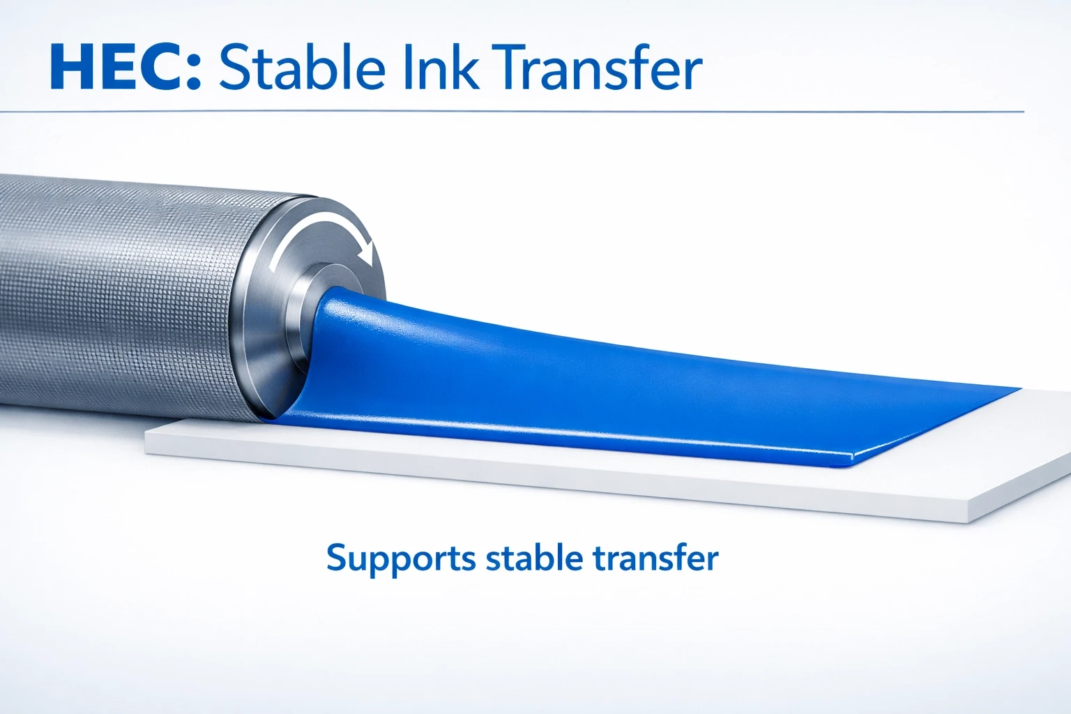 Diagram showing stable ink transfer with HEC in water-based inks