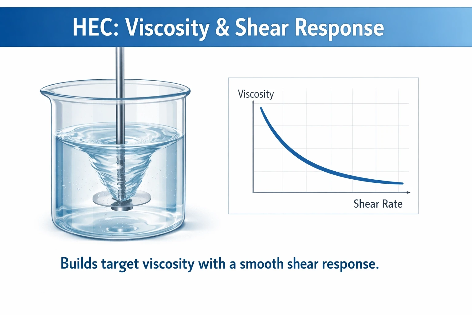 Diagram showing HEC viscosity and shear response in waterborne systems