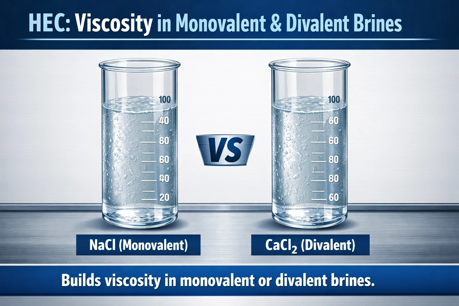 Diagram showing HEC viscosity in sodium potassium and calcium brines