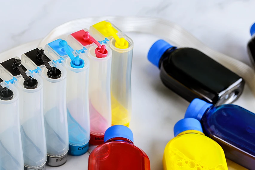 Color ink bottles for HEC water-based ink applications