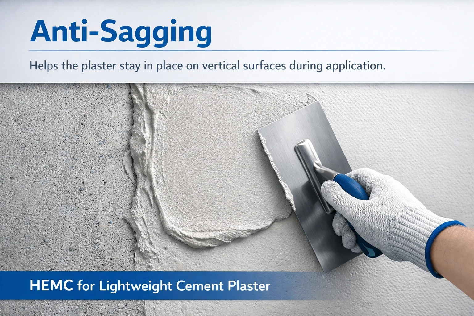Diagram showing HEMC anti-sagging performance in lightweight cement plaster
