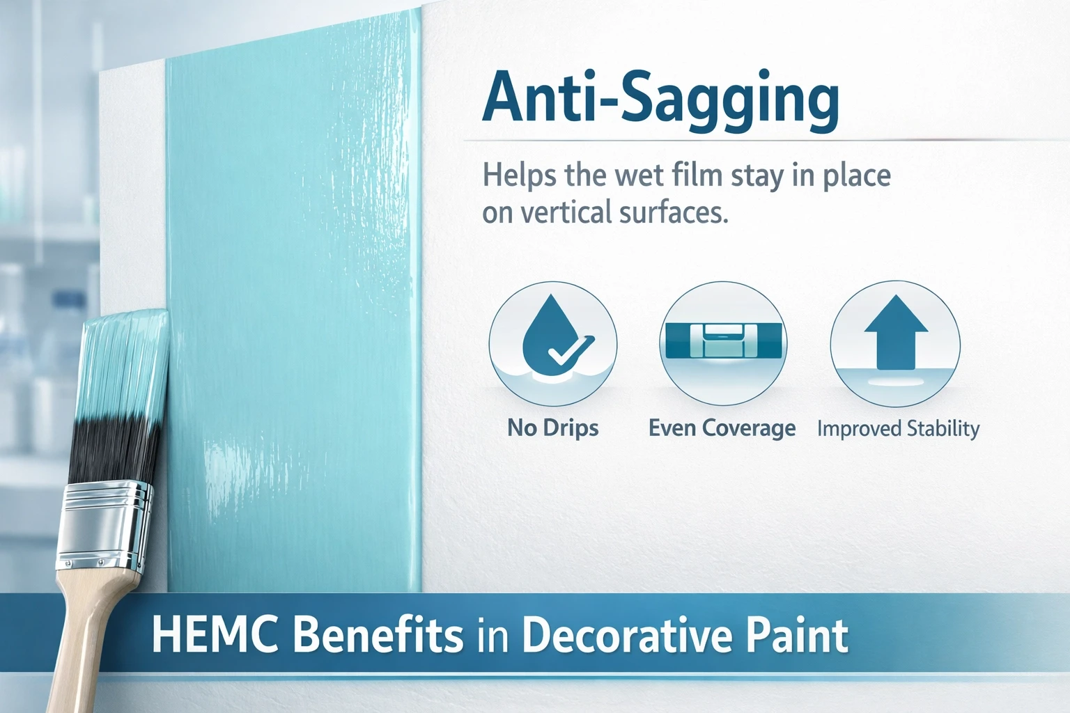 Diagram showing HEMC anti-sagging performance in decorative paint