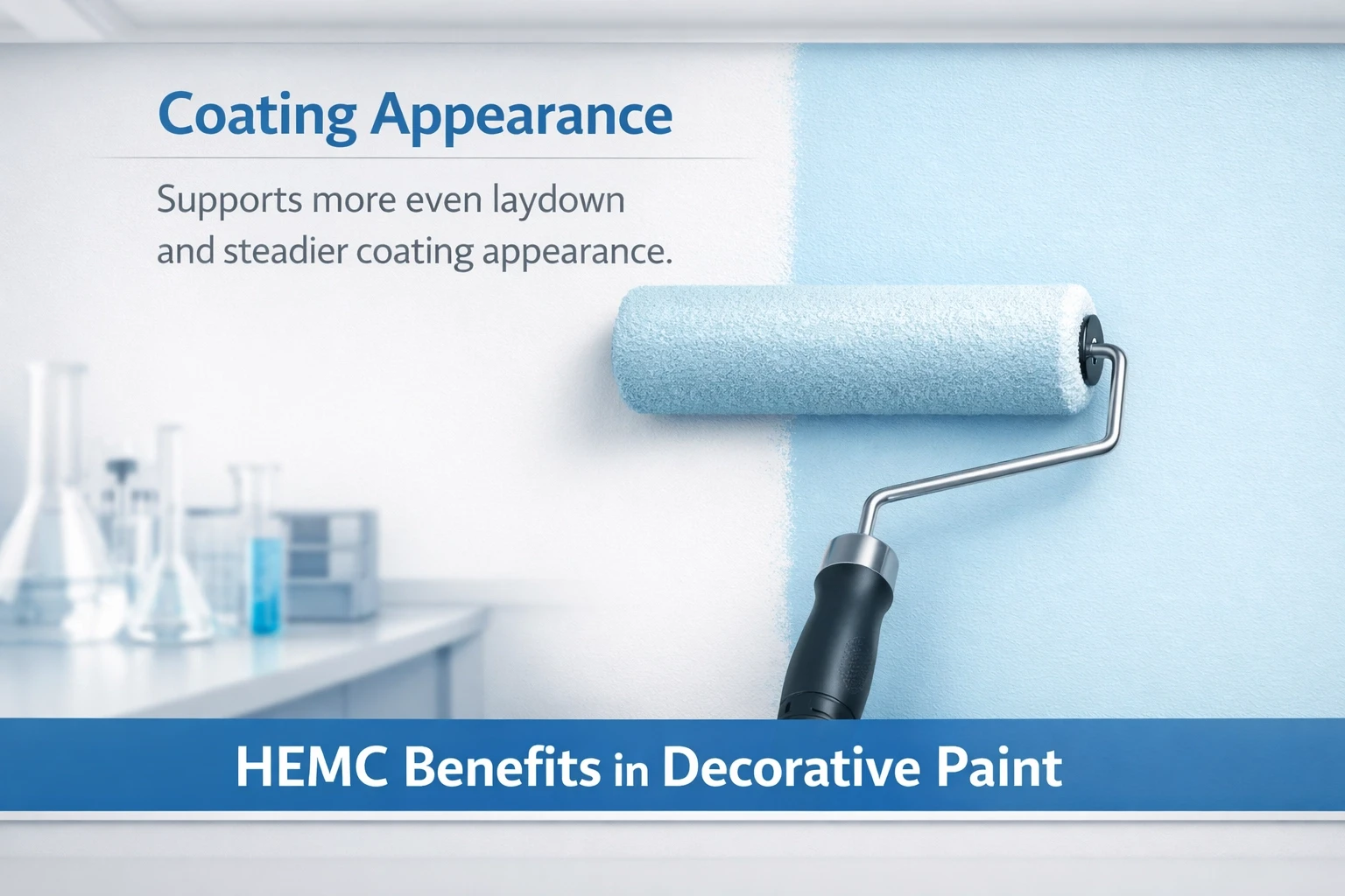 Diagram showing HEMC coating appearance benefits in decorative paint