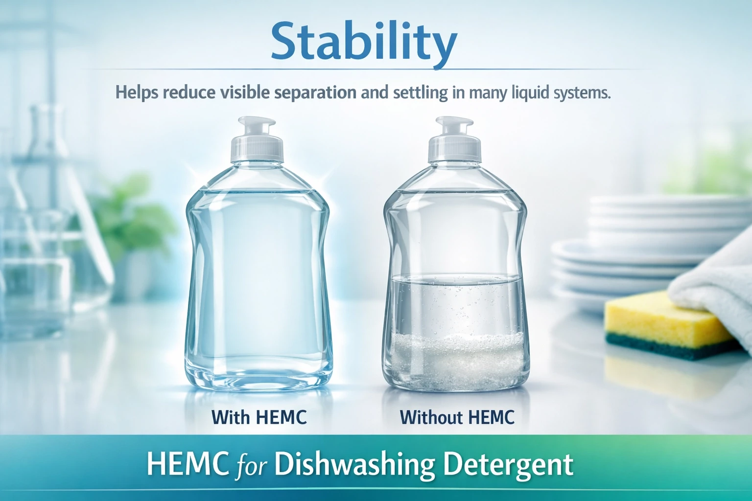 Diagram showing HEMC stability in dishwashing detergent formulations
