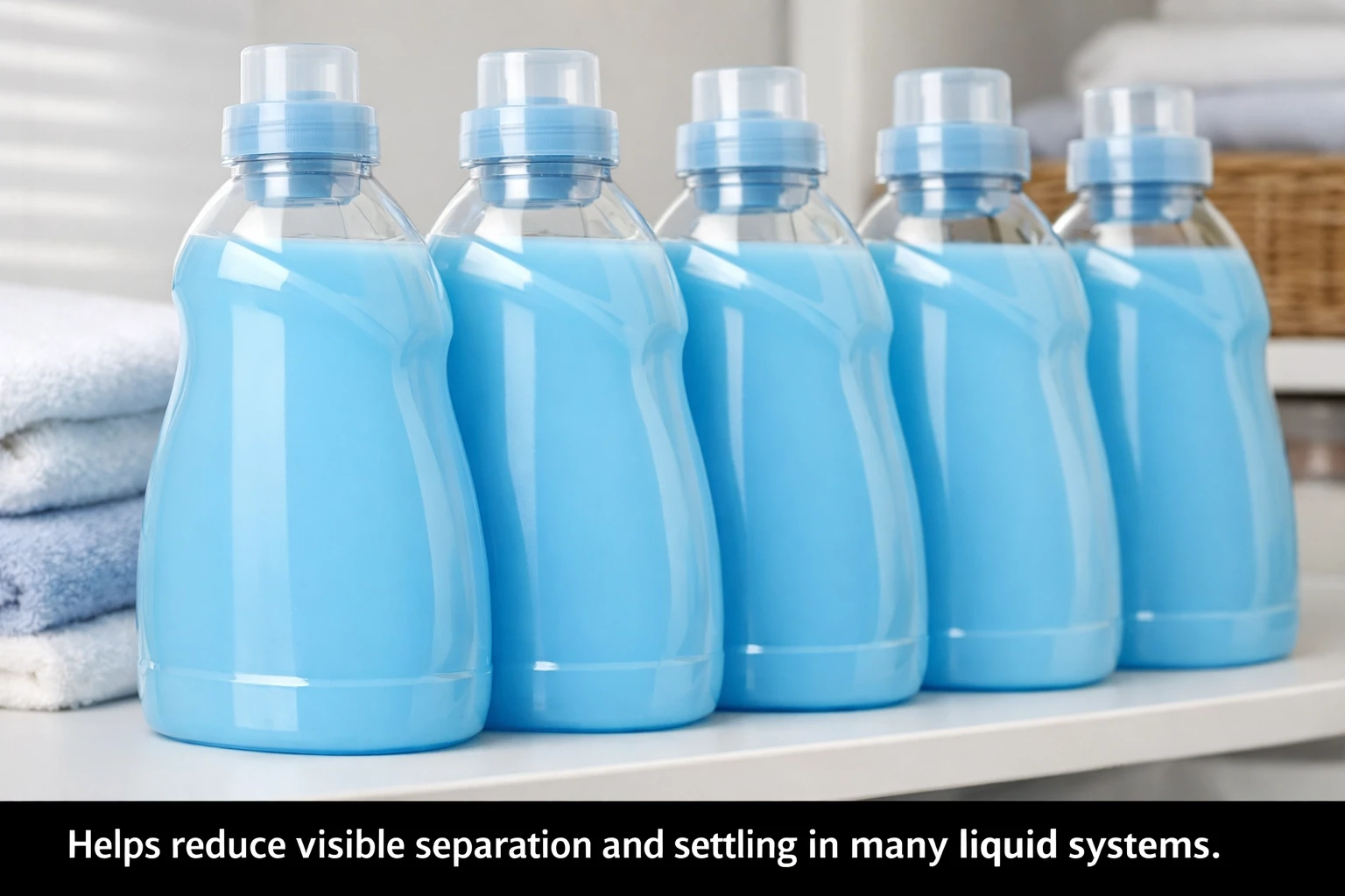 Fabric softener bottles showing HEMC storage stability