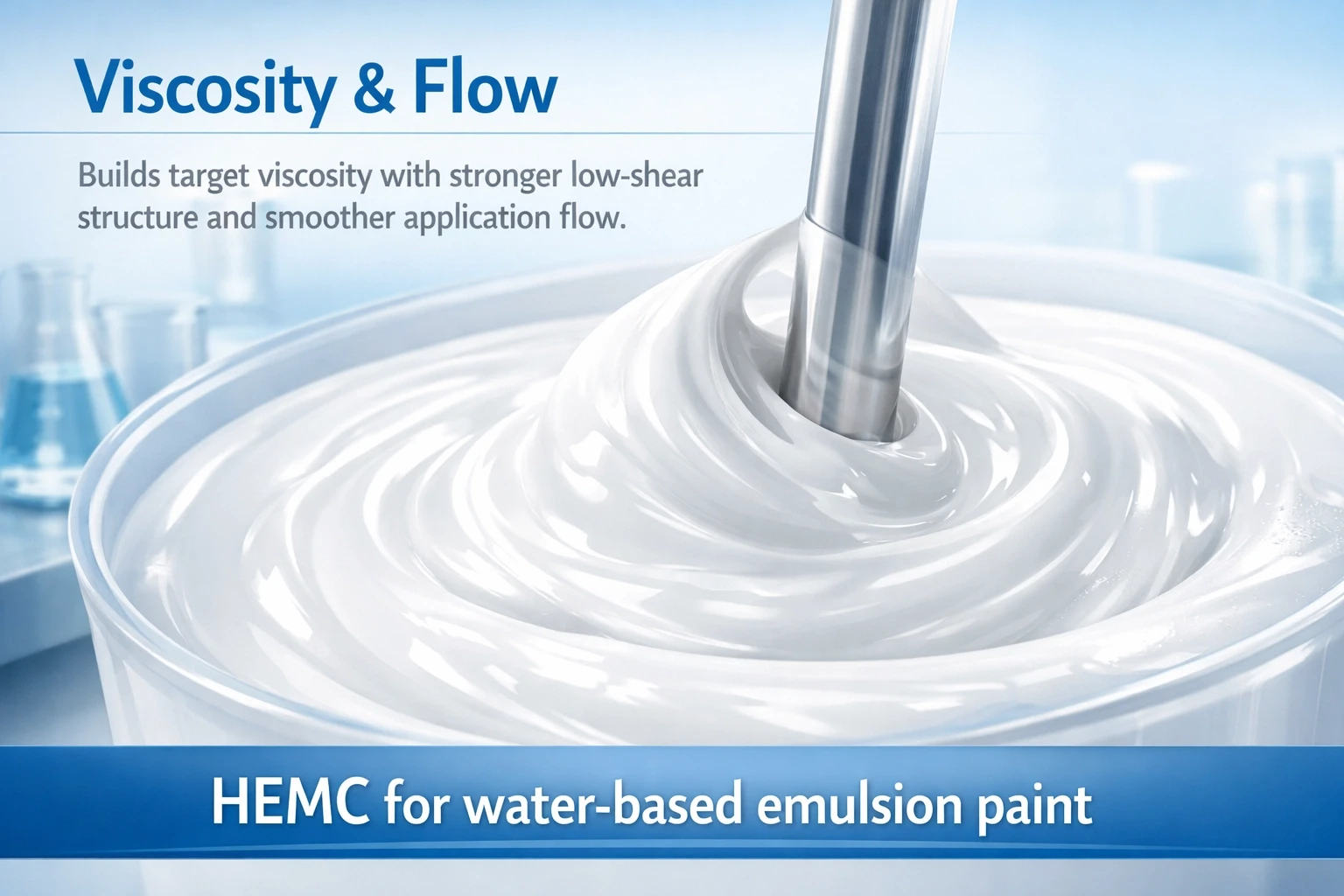 Paint roller loaded with water-based emulsion paint and HEMC support