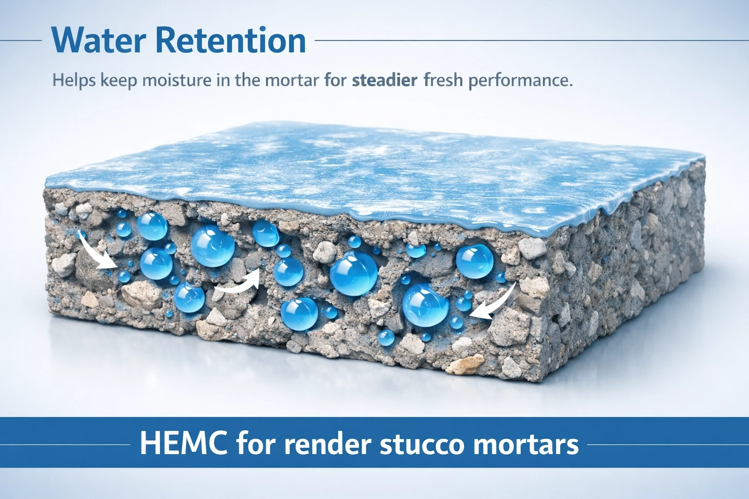 Diagram showing HEMC layer quality in render stucco mortars