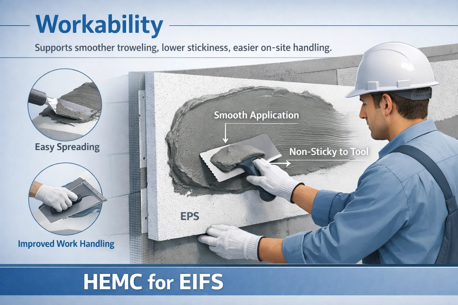 Diagram showing HEMC workability in EIFS adhesive and base coat