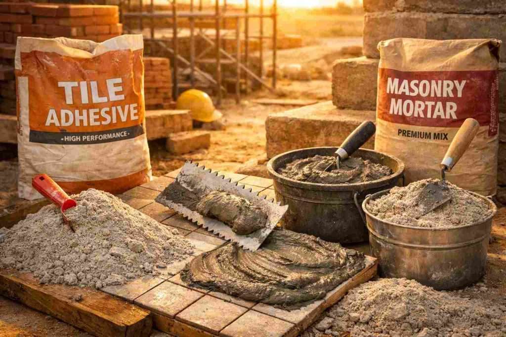 Dry-mix mortar and tile adhesive applications that use HEMC