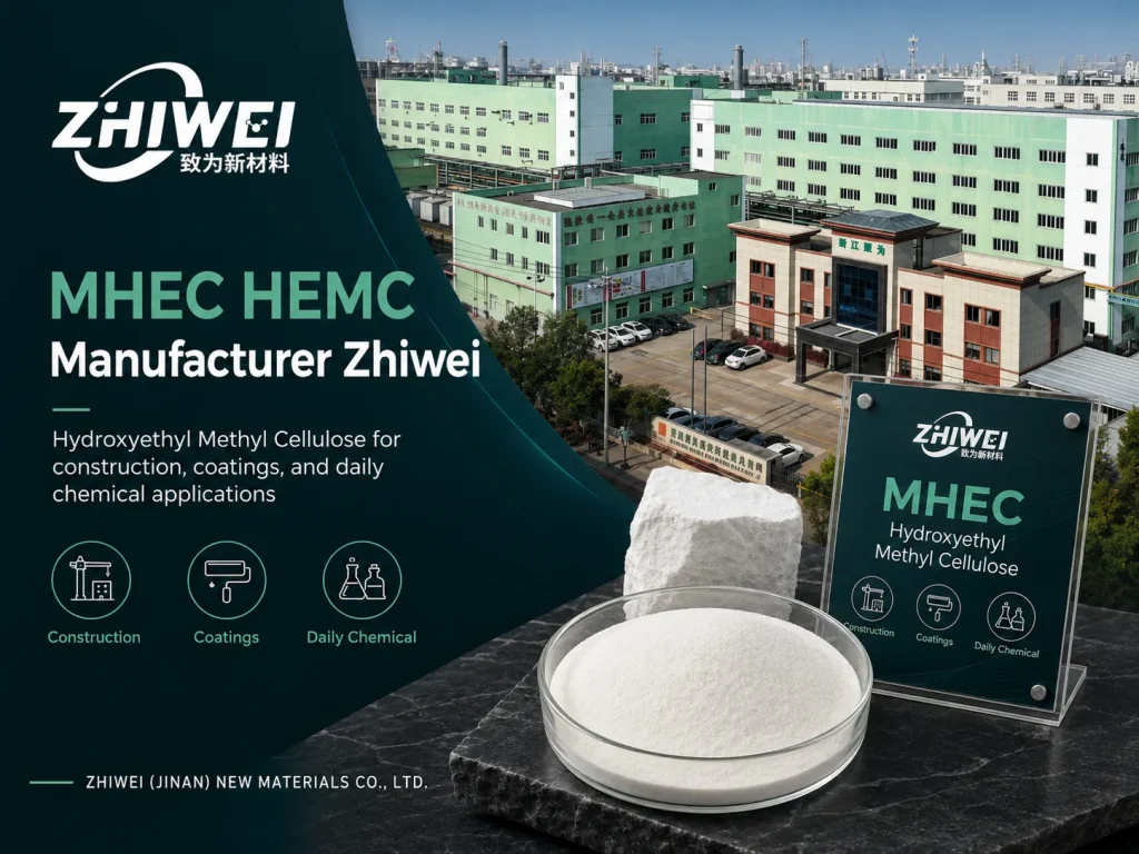 Zhiwei MHEC HEMC Fabricant d'hydroxyéthylméthylcellulose pour les revêtements de construction et les applications chimiques quotidiennes