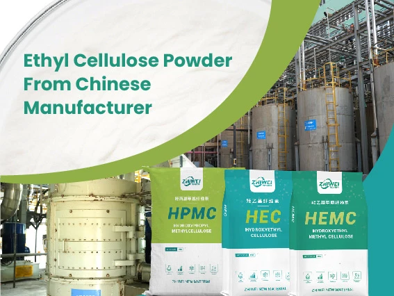 white ethyl cellulose powder in industrial packaging bag supplied by a China-based manufacturer