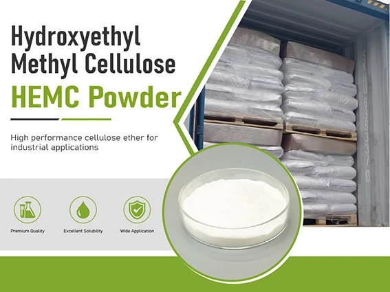 white HEMC hydroxyethyl methyl cellulose powder packed in industrial bags from a China-based manufacturer