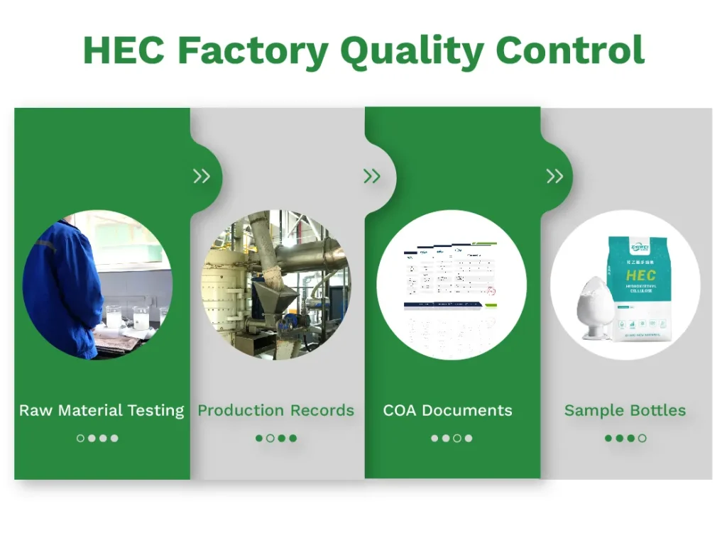 真正的 HEC 制造商会检查原材料、批次数据和成品质量。.