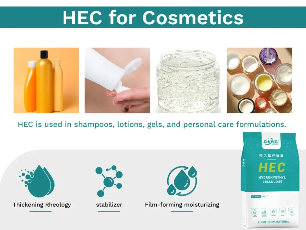 Le HEC est utilisé dans les shampooings, les lotions, les gels et les formulations de soins personnels.