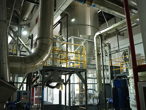 Cellulose ether production equipment with tanks and piping inside the workshop