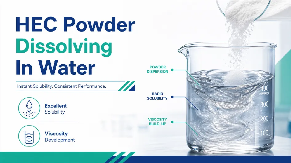 Hydroxyethyl cellulose powder being mixed with water to form a thick solution