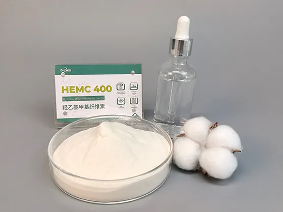 Zhiwei HEMC 400 powder sample with product label and dropper bottle