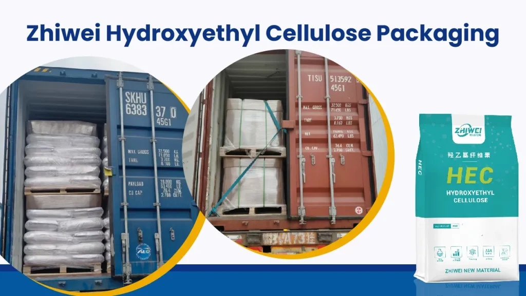 Packaged Zhiwei HEC manufacturehydroxyethyl cellulose powder prepared for industrial shipment