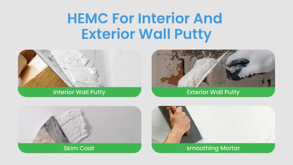 HEMC for interior wall putty exterior wall putty skim coat and smoothing mortar