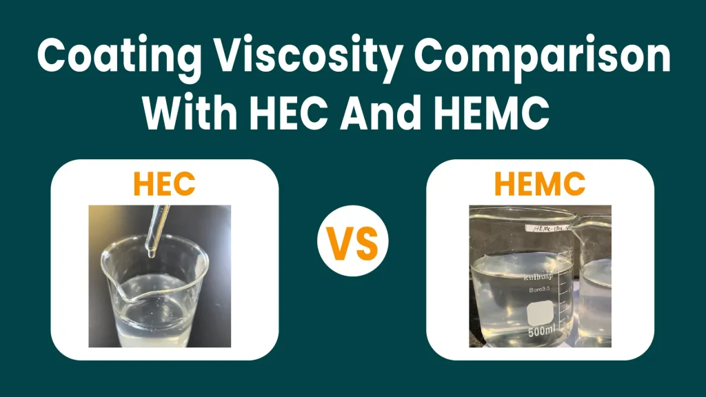 HEC and HEMC coating samples compared for viscosity and flow behavior