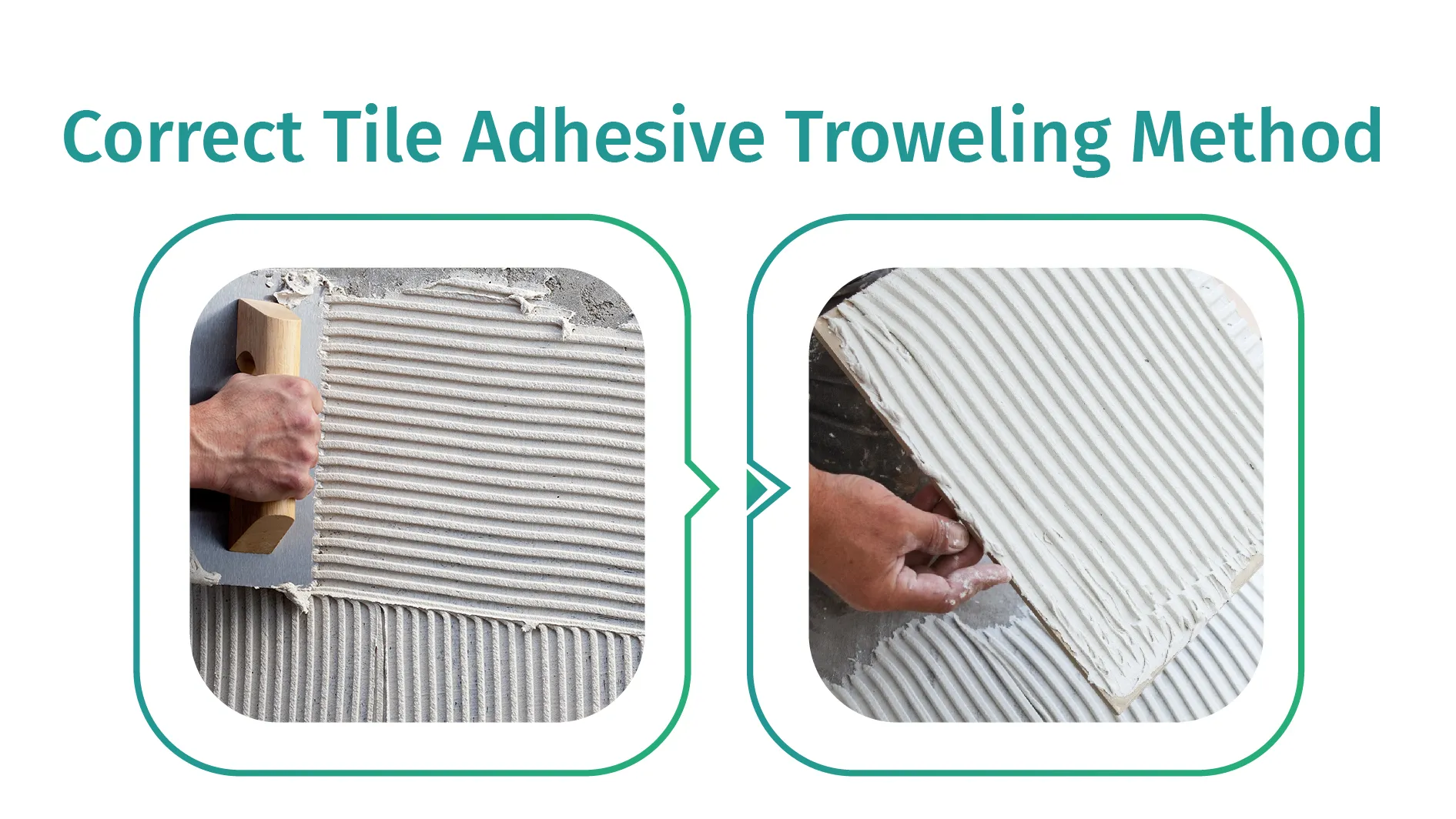 Notched trowel and back-buttering method for tile adhesive
