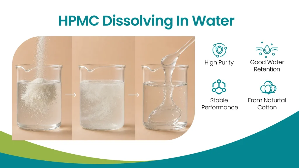HPMC粉末溶于水后形成浓稠的透明溶液