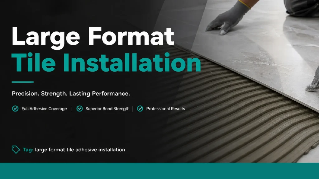 pose de carrelage grand format à l'aide d'une colle à carrelage