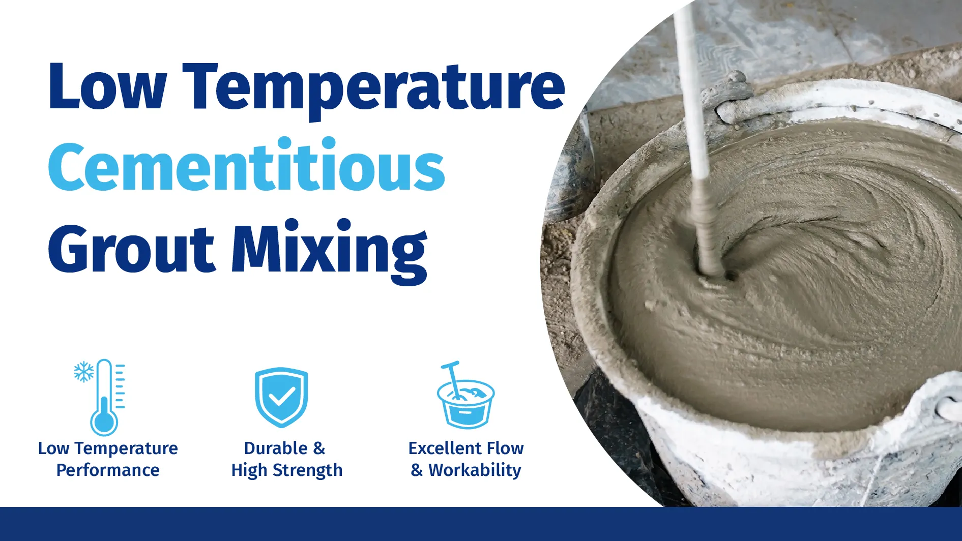Cementitious grout being mixed for low temperature construction repair