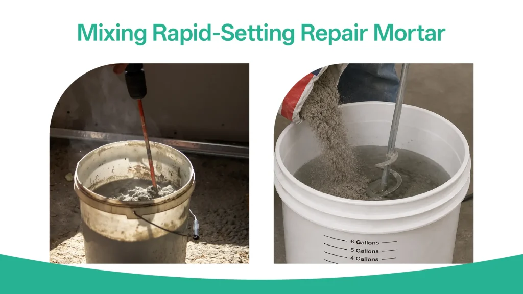 Mixing rapid-setting concrete repair mortar