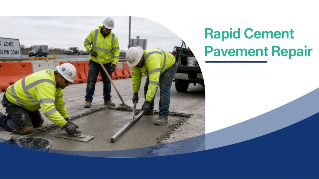 Rapid-setting cement pavement repair mortar application