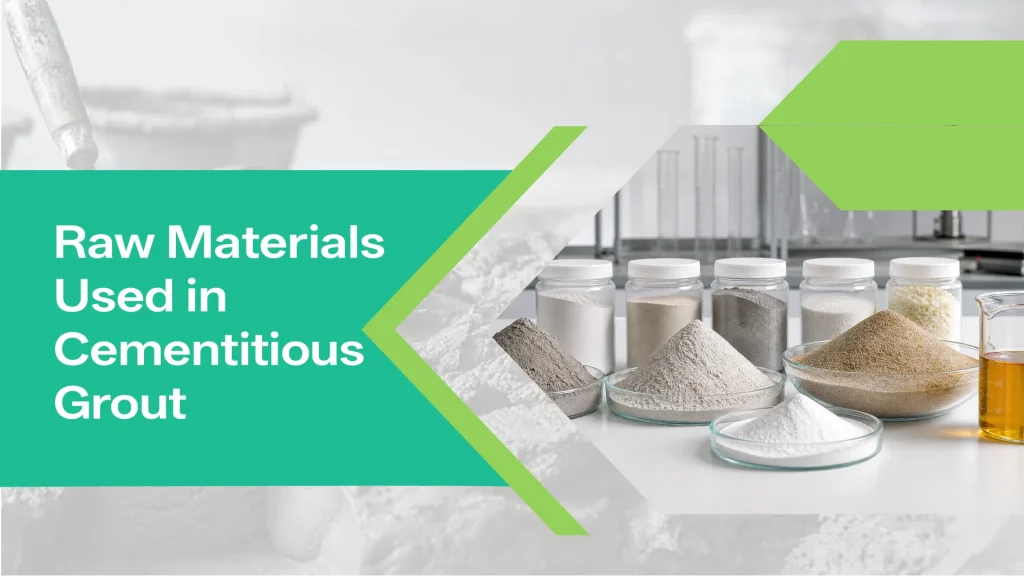 Raw materials and cellulose ether for cementitious grout