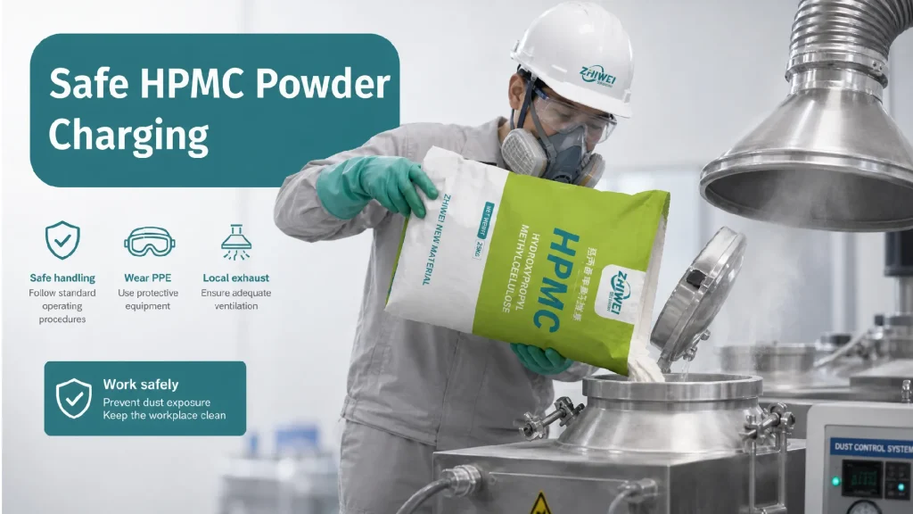 Safe handling of HPMC powder in a factory