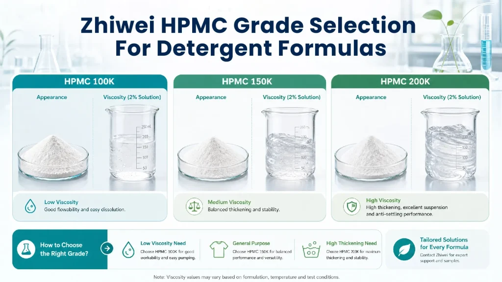 Zhiwei HPMC grades tested for detergent and personal care viscosity control