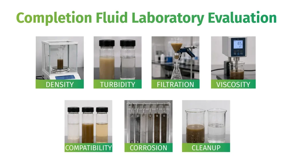 Completion fluid laboratory testing