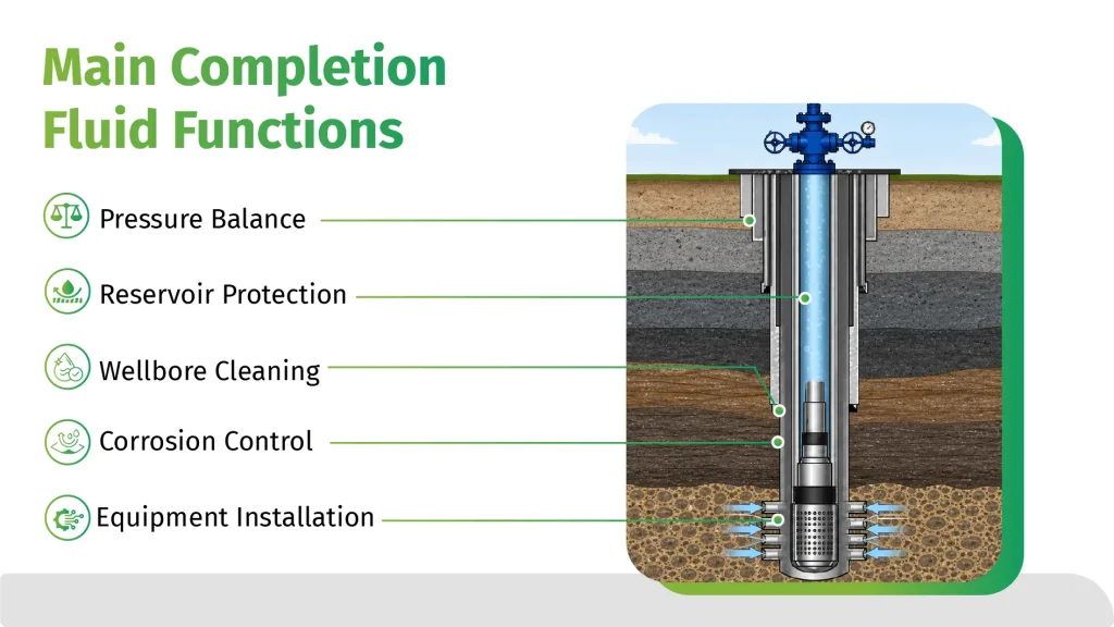 Main functions of completion fluid