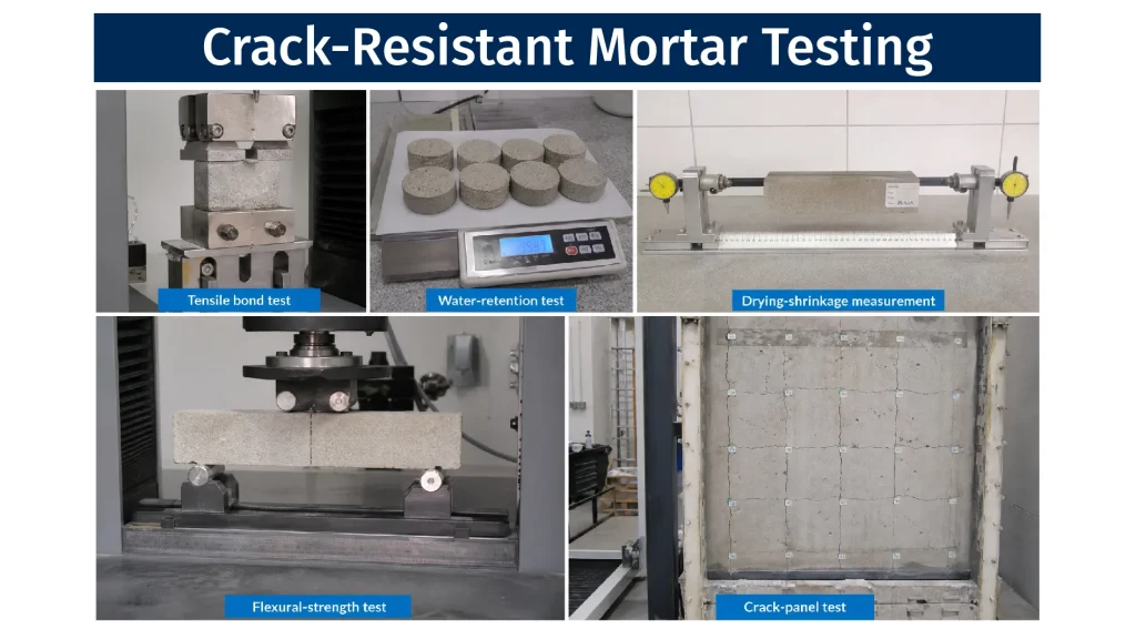 Laboratory testing of crack-resistant mortar performance