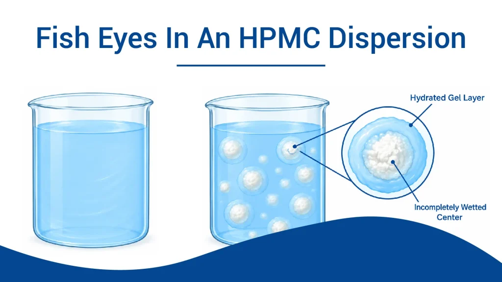 HPMC dispersion compared with gel lumps containing dry powder.