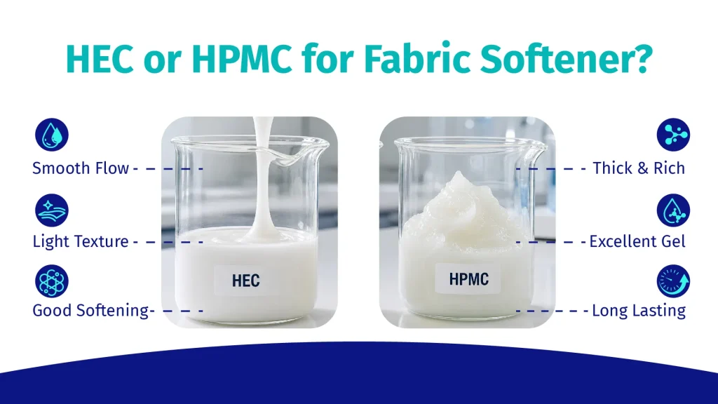 在实验室中对HEC和HPMC增稠的柔顺剂样品进行了对比试验