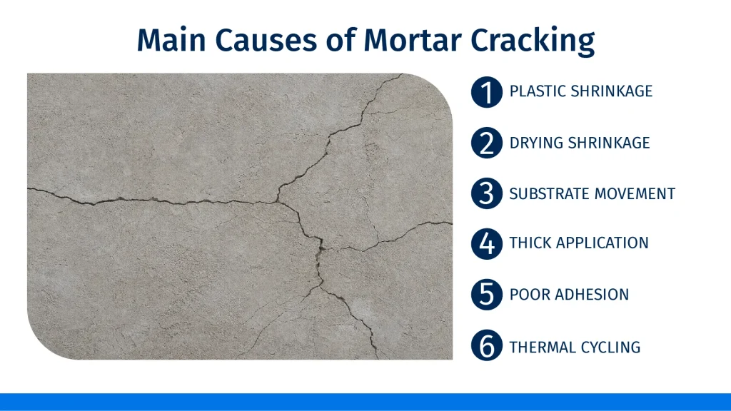 Common causes of cracking in cement-based plaster mortar