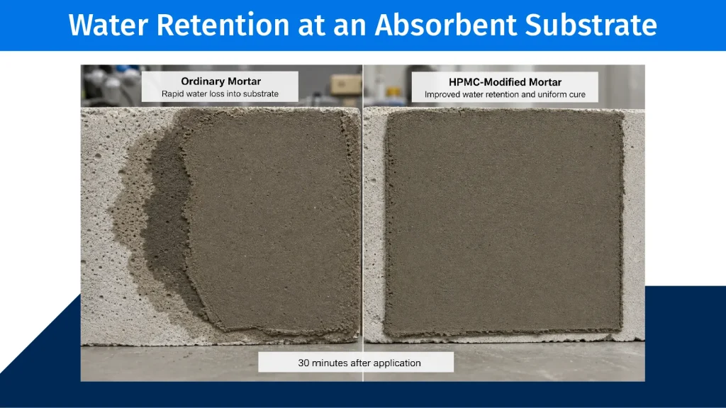 HPMC and HEMC water retention in exterior-wall mortar